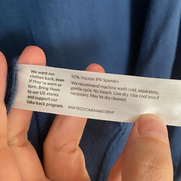 Eileen Fisher Blue 3/4 Sleeve Viscose Dress with Back Tie Detail Size XS - Picture 4 of 7